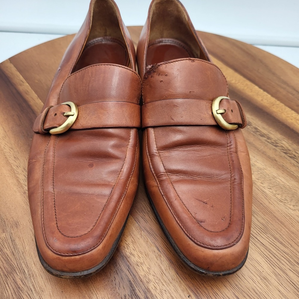 Coach Loafers Womens Size 5.5 M Brown Leather Flats Shoes Buckle Italy - Picture 5 of 16